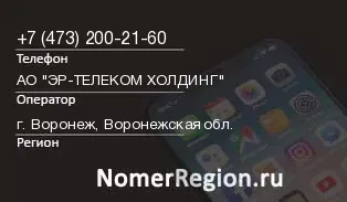 Кто звонил с 4732002160 - регион и оператор